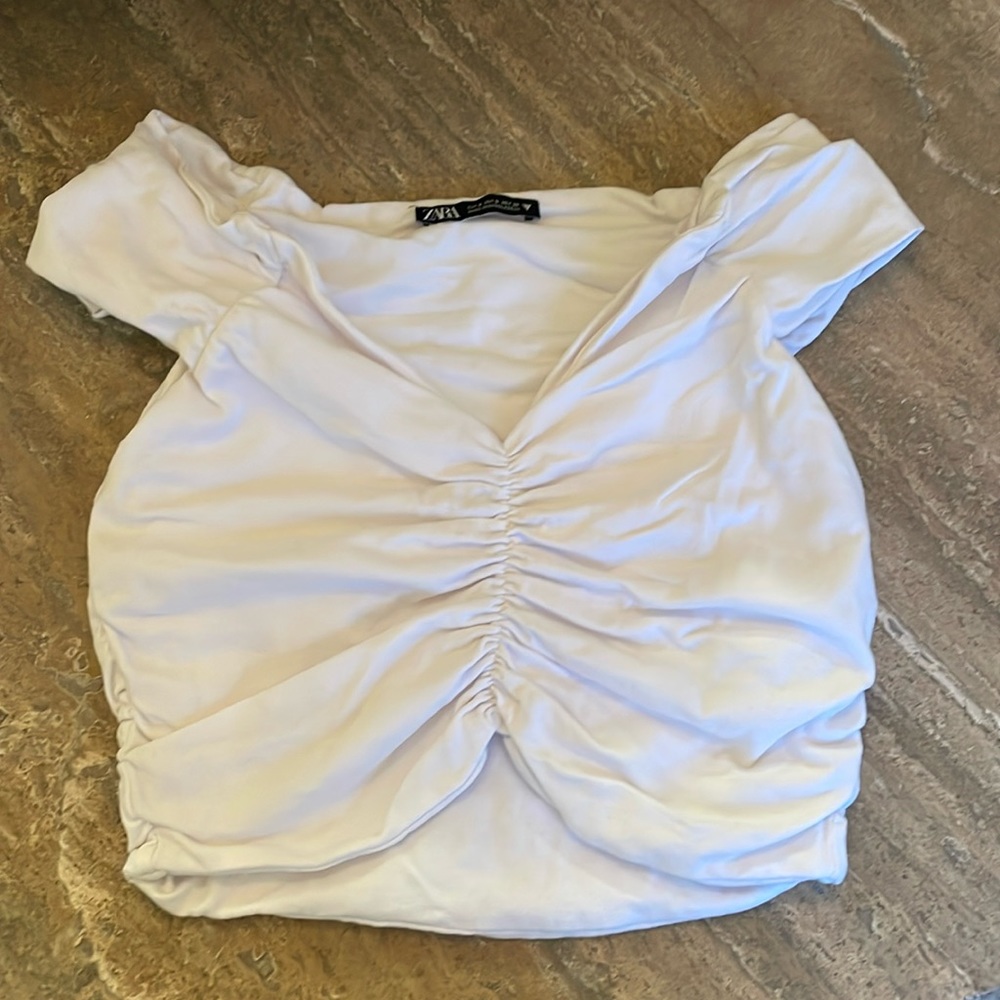Zara Ruched Crop Top in White